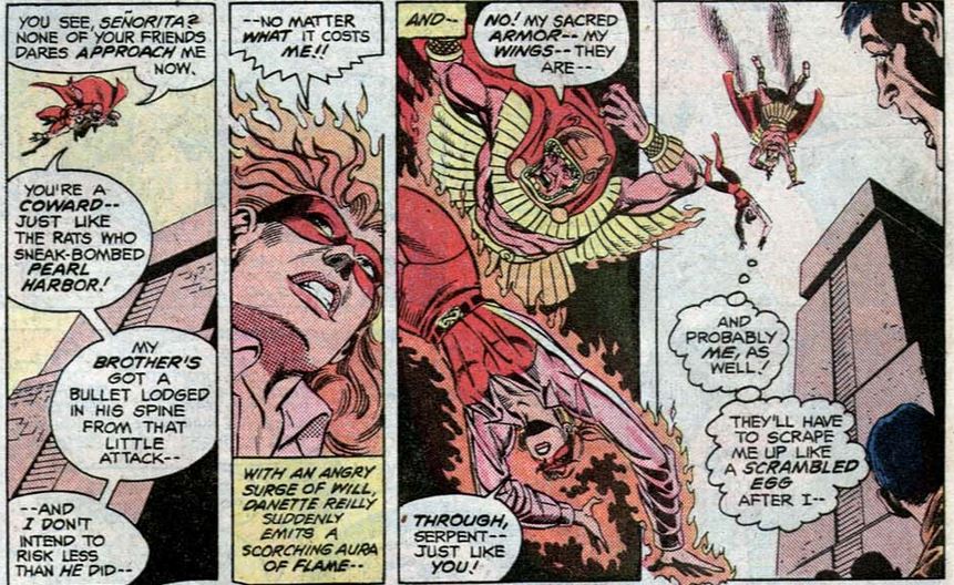 fiery firebrand is dropped by feathered serpent
