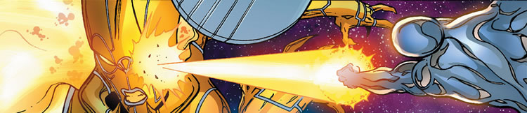 The Silver Surfer blasts Aegis