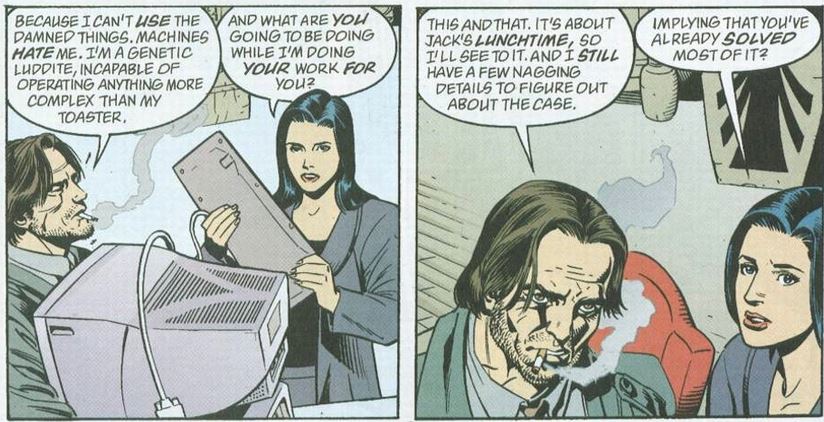 bigby carrying a computer