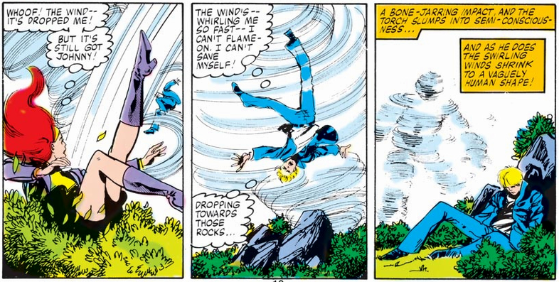 human torch attacked by air elemental