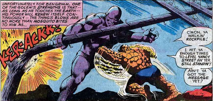 The Thing punches the Golem