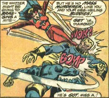 Miss America and Blue
Diamond attack Master Man to no avail