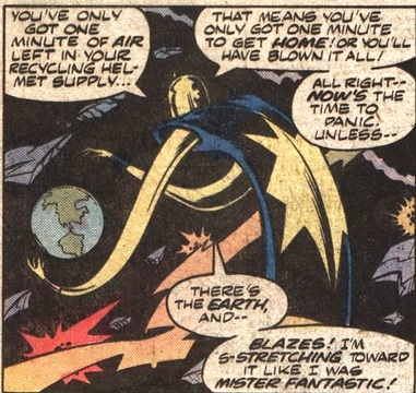 Nova in space being stretched by a space warp