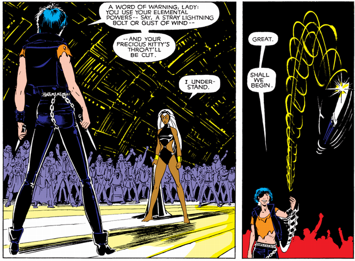 callisto throws a knife