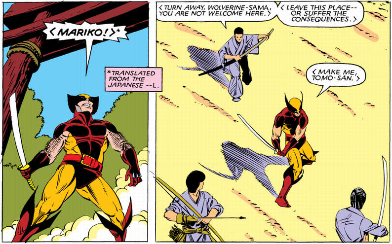 wolverine facing off against samurai