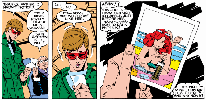 scott looking at picture of jean